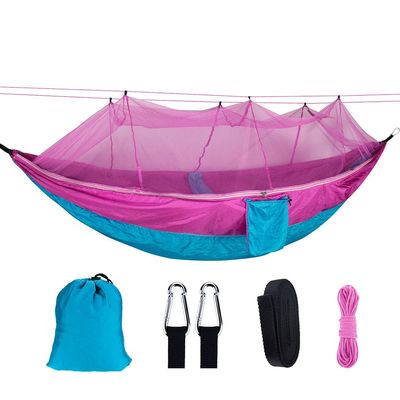 C/H Outdoor Camping Hammocks with Mosquito Net 1-2 Person Portable Travel Camping Fabric Hanging Swing Hammocks Bed for Garden Beach Travel Hiking Backpacking