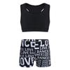 Yeeye Girls 2 Pcs Racer Back Top and Shorts Love Dance Sets for Workout Gymnastics Leotard Dancing Black 3-4 view 1