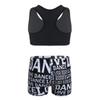 Yeeye Girls 2 Pcs Racer Back Top and Shorts Love Dance Sets for Workout Gymnastics Leotard Dancing Black 3-4 view 2