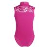 Yeeye Nikiikoo Kids Girls Sleeveless Lace Splice Keyhole Jumpsuit Ballet Dance Leotard Gymnastic Athletic Activewear Rose Red 9-10 view 2