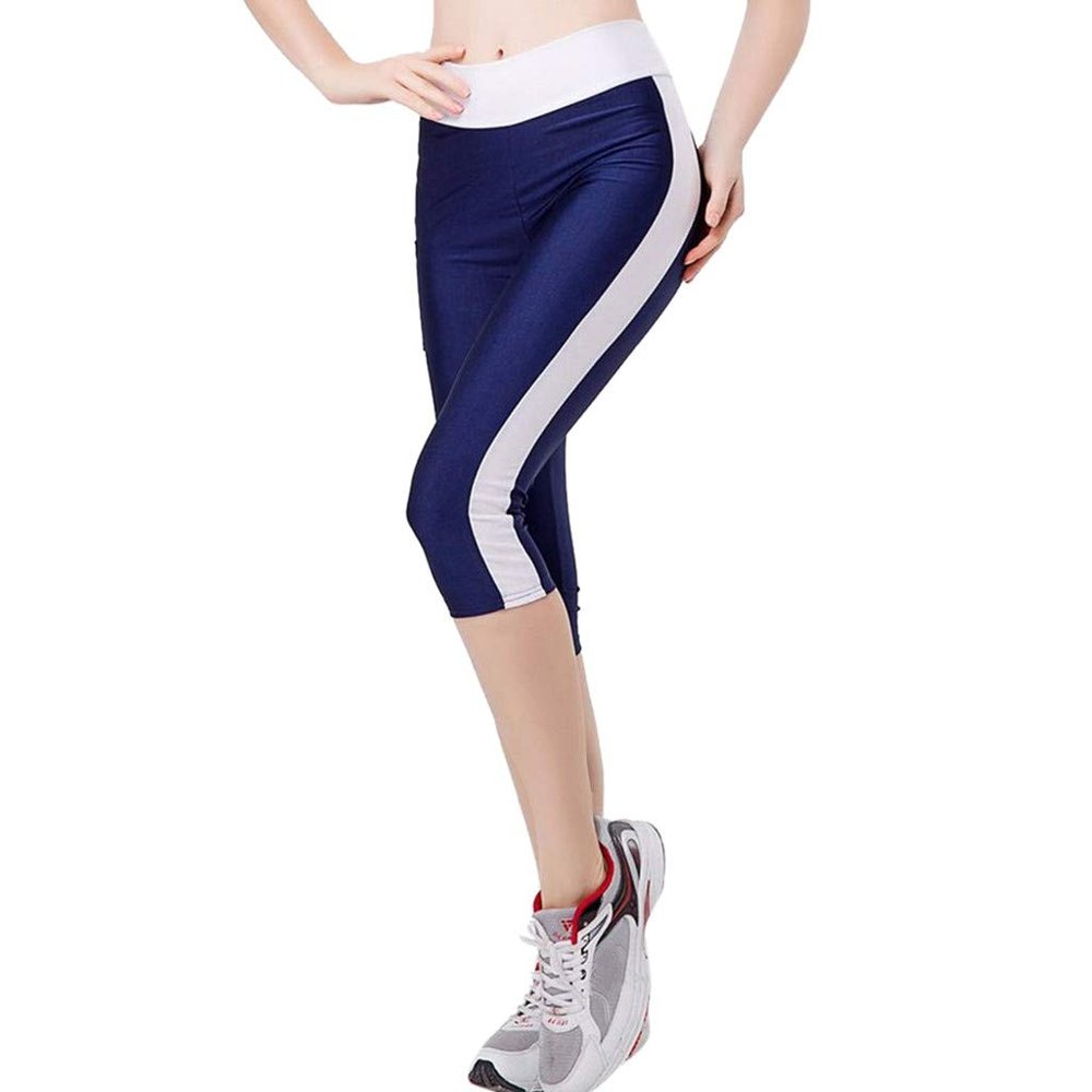 Maryia High Waist Workout Capri Leggings for Women Butt Lifting Tummy Control Slim Booty Yoga Stretch Pants Navy