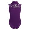 Yeeye Nikiikoo Kids Girls Sleeveless Lace Splice Keyhole Jumpsuit Ballet Dance Leotard Gymnastic Athletic Activewear Purple 9-10 view 2