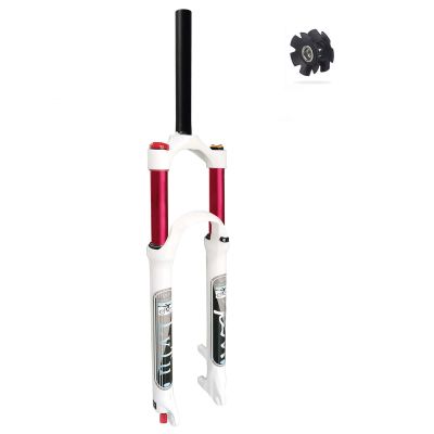LvTu Air Suspension Fork 26 27.5 29 inch White 140mm Travel 32mm Red Inner Tube, Mountain Bike Lightweight Disc Brake Front Forks (Color : Straight Manual Lockout, Size : 27.5")