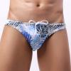 Digood Men's Underwear Swim Trunks Low-Rise Printing Smooth Men's Brief Swimming Briefs Men Swimwear (Blue,Small) view 2