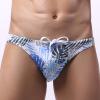 Digood Men's Underwear Swim Trunks Low-Rise Printing Smooth Men's Brief Swimming Briefs Men Swimwear (Blue,Large) view 4