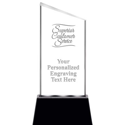 Add Your Own Text 7.4" Superior Customer Service Slant Radianz Light Up Crystal Award, Custom Engraved Superior Customer Service Crystal Trophy, Prime