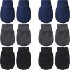6 Pairs Newborn Baby Mittens No Scratch Gloves Infant Toddler Anti Scratch Essentials Unisex Cotton for 3-9 Months Girls Boys (Navy Blue, Gray-Black, Black, Solid) view 1