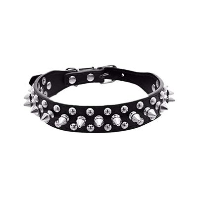 Clopon Dog Collars Puppy Pet Adjustable Collar Rivet Spiked Studded Cool Dogs Neck Strap Black