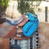 Circle Y Tucker Day Tripper Durable Water-Resistant Fleece-Lined Foam-Padded Western Trail Horseback Riding Equestrian Gear Storage Cantle Bag, Double Compression Attachment - Turquoise Blue view 2