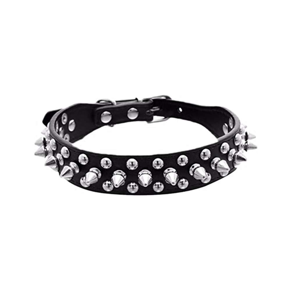 Clopon Dog Collars Puppy Pet Adjustable Collar Rivet Spiked Studded Cool Dogs Neck Strap Black