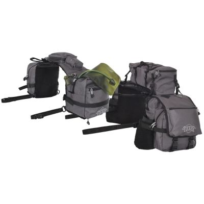 Circle Y Tucker Adventurer Horse Saddle Bag Set | Durable 1680D Trail Riding Gear with Pommel Bag, Detachable Cantle Bag, Water Bladder, Rain Cover & Fleece-Lined Back, Graphite Gray