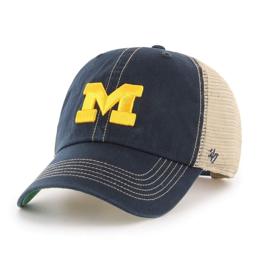 47 NCAA Trawler Team Color Mesh Trucker Clean Up Adjustable Hat, Adult One Size Fits All (Michigan Wolverines)