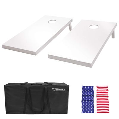 GoSports 4 ft x 2 ft Regulation Size Wooden Cornhole Boards Set with White Finish - Includes Carrying Case - American Stars & Stripes