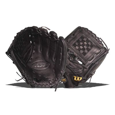 Wilson 2022 A1000 P12 12" Fastpitch Pitcher's Glove - Right Hand Throw, Black/Metallic Gold/White