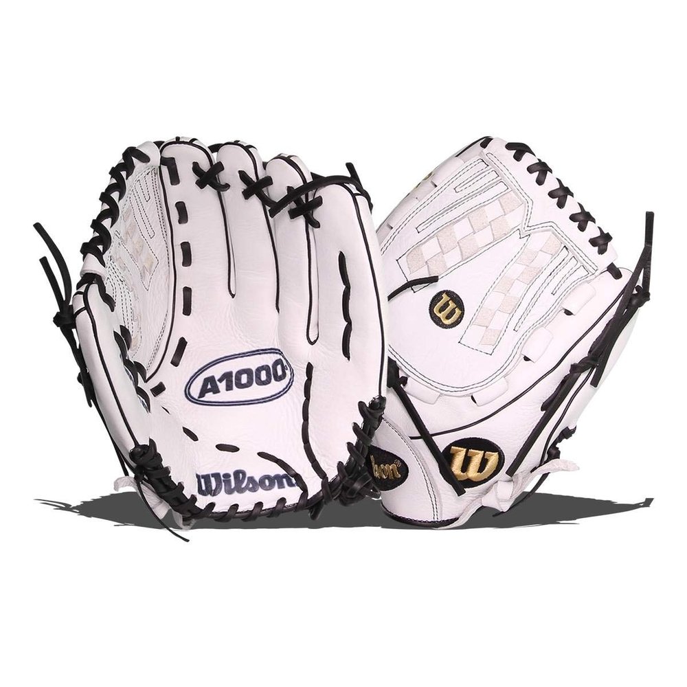 Wilson 2022 A1000 V125 12.5" Fastpitch Outfield Glove - Right Hand Throw, Black/White/ Metallic Gold