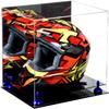Better Display Cases Acrylic Motorcycle Motocross or Racing Helmet Display Case with Mirror Case, Dark Blue Risers and Black Base (A024/V61) view 1