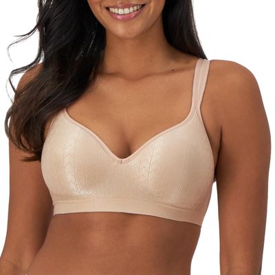 Bali Womens Comfort Revolution Wireless Bra, Full-coverage Wirefree Cool Fabric Full Coverage Bra, Almond Zag, 38C US