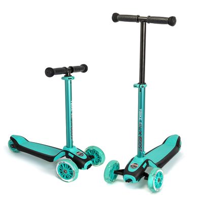 YBIKE GLX Boost Scooter with Adjustable Steering and Handlebar Height for Kids Ages 2-13, Turquoise