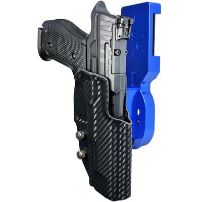 Pro Heavy Duty Competition Holster fits Walther Q5 Match SF (Right-Hand Draw, Blue/Carbon Fiber)