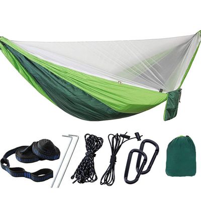 Camping Hammock with Mosquito Nets Outdoor Tourist Hanging Hammocks Portable Parachute Nylon Hiking Hammock for Backpacking Hiking Travel