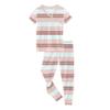 KicKee Print Pajamas Set, Short Sleeve Kimono Style PJs, Ultra Soft and Snug Fitting, Comfy Matching Top and Bottom Sleepwear Set, Baby to Kid Pajamas (Active Stripe - 4T) view 1