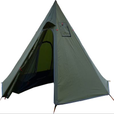 1-2 Person Teepee Hot Tent with Half Mesh and Fire Retardant Stove Jack Lightweight 4.6lb Height 5.2FT Teepee Tent Outdoor Camping Pyramid Tipi Tent (Army Green)