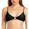 California Waves Juniors' Shiny Ribbed Triangle Bikini Top (Black, X-Large) view 1