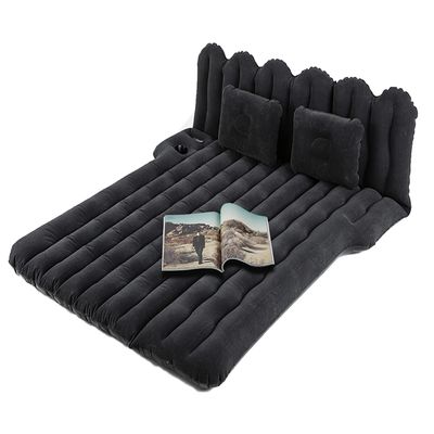 Byomostor SUV Air Mattress with Cup & Phone Holder, Flocked-Top Car Mattress with 2 Air Pillows & Electric Air Pump, Perfect for Camping, Travel, and Road Trips (Black)