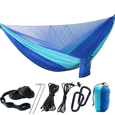 Camping Hammock with Mosquito Nets Outdoor Tourist Hanging Hammocks Portable Parachute Nylon Hiking Hammock for Backpacking Hiking Travel