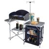 CampLand Folding Camping Kitchen Table with Windscreen,Portable Outdoor Cooking Station with Storage Cabinet & Side Tables Heavy Duty Camp Cook Station for Camping & BBQ (Black) view 1