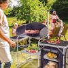 CampLand Folding Camping Kitchen Table with Windscreen,Portable Outdoor Cooking Station with Storage Cabinet & Side Tables Heavy Duty Camp Cook Station for Camping & BBQ (Black) view 2