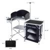 CampLand Folding Camping Kitchen Table with Windscreen,Portable Outdoor Cooking Station with Storage Cabinet & Side Tables Heavy Duty Camp Cook Station for Camping & BBQ (Black) view 3