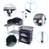 CampLand Folding Camping Kitchen Table with Windscreen,Portable Outdoor Cooking Station with Storage Cabinet & Side Tables Heavy Duty Camp Cook Station for Camping & BBQ (Black) view 4
