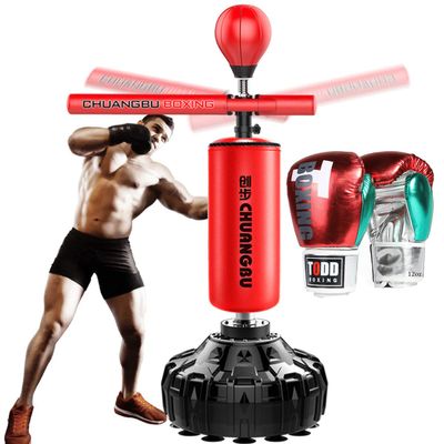Pedestal Bags Lxn 3 in 1 Boxing Speed Trainer, 360 Spinning Bar, Heavy Training Boxing Punch Bag with Reflex Bar & Gloves, Solid Speed Punching Bag Free Standing, Adjustable Height, for Adult&Kid