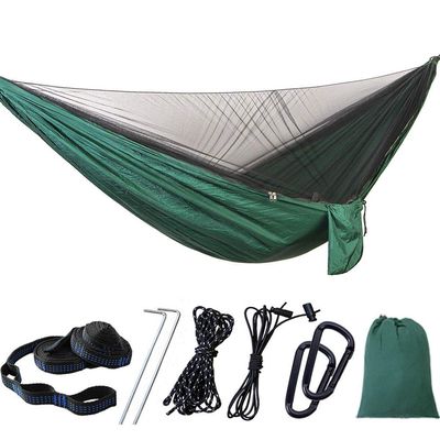 Camping Hammock with Mosquito Nets Outdoor Tourist Hanging Hammocks Portable Parachute Nylon Hiking Hammock for Backpacking Hiking Travel