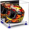 Better Display Cases Acrylic Motorcycle Motocross or Racing Helmet Display Case with Mirror Case, Dark Blue Risers and White Base (A024/V61) view 1