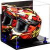 Better Display Cases Acrylic Motorcycle Motocross or Racing Helmet Display Case with Mirror Case, Dark Blue Risers, Wall Mount and Black Base (A024/V61) view 1