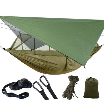Camping Hammock Mosquito Net Rain Fly Tent Canopy Portable Outdoor Single & Double Hammock Tree Straps for Yard Hiking Camping Survival Travel