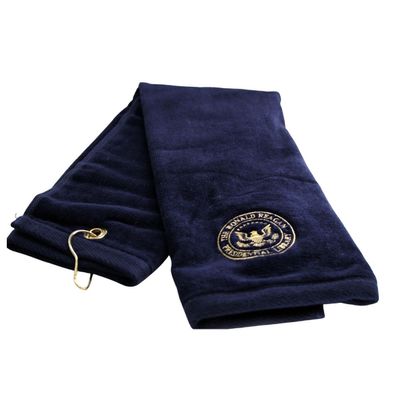Ronald Reagan Golf Towel Library Seal - Navy Blue and Gold - Features Grommet and Bag Clip - Exclusive to The Reagan Library