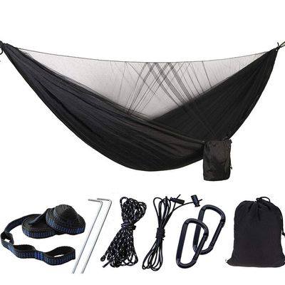 Camping Hammock with Mosquito Nets Outdoor Tourist Hanging Hammocks Portable Parachute Nylon Hiking Hammock for Backpacking Hiking Travel