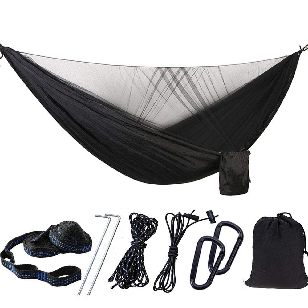 Camping Hammock with Mosquito Nets Outdoor Tourist Hanging Hammocks Portable Parachute Nylon Hiking Hammock for Backpacking Hiking Travel