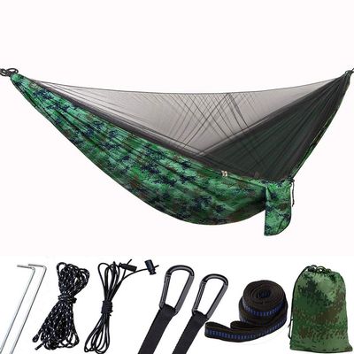 Camping Hammock with Mosquito Nets Outdoor Tourist Hanging Hammocks Portable Parachute Nylon Hiking Hammock for Backpacking Hiking Travel
