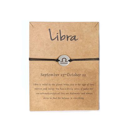 HUJUON 14k Gold Zodiac Bracelet Constellation Sign Bracelet for Women.12 Astrology Horoscope Bracelet/Anklet Friendship Couple Jewelry with Card (Libra-Silver)