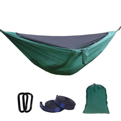 Outdoor Portable Hammock with Mosquito Net and Rain Fly Camping Backpacking Bug Quick Open Hammocks and Netting Parachute Hammock for Yard Beach Hiking Travel