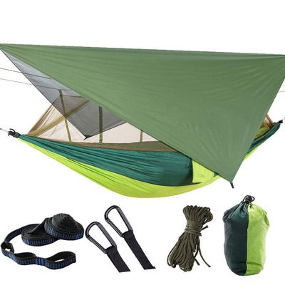 Camping Hammock Mosquito Net Rain Fly Tent Canopy Portable Outdoor Single & Double Hammock Tree Straps for Yard Hiking Camping Survival Travel
