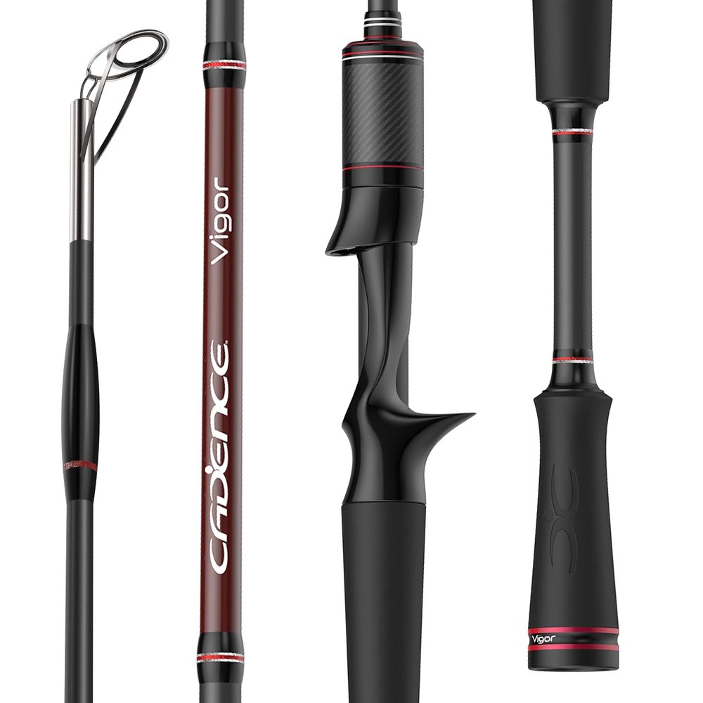 Cadence Vigor Baitcasting Rod 2-Piece Fishing Rods Ultralight & Sensitive Baitcaster Rod-34 Ton Carbon Fuji Reel Seat & Stainless Steel Guides with SiC Inserts Portable Baitcast Rods