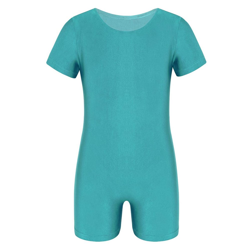 Nikiikoo Kids Unisex Short Sleeves Ballet Dance Unitard Leotard Gymnastics Outfits Athletic Biketards Turquoise 14