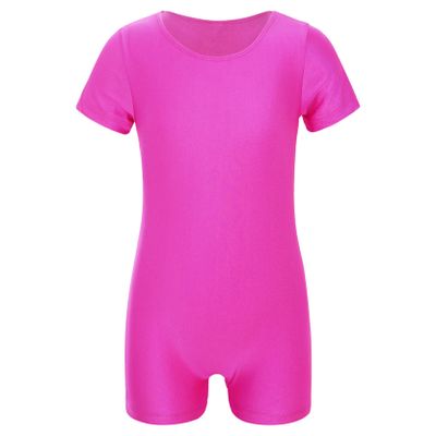 Nikiikoo Kids Unisex Short Sleeves Ballet Dance Unitard Leotard Gymnastics Outfits Athletic Biketards Purple 14