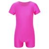 Nikiikoo Kids Unisex Short Sleeves Ballet Dance Unitard Leotard Gymnastics Outfits Athletic Biketards Purple 14 view 1