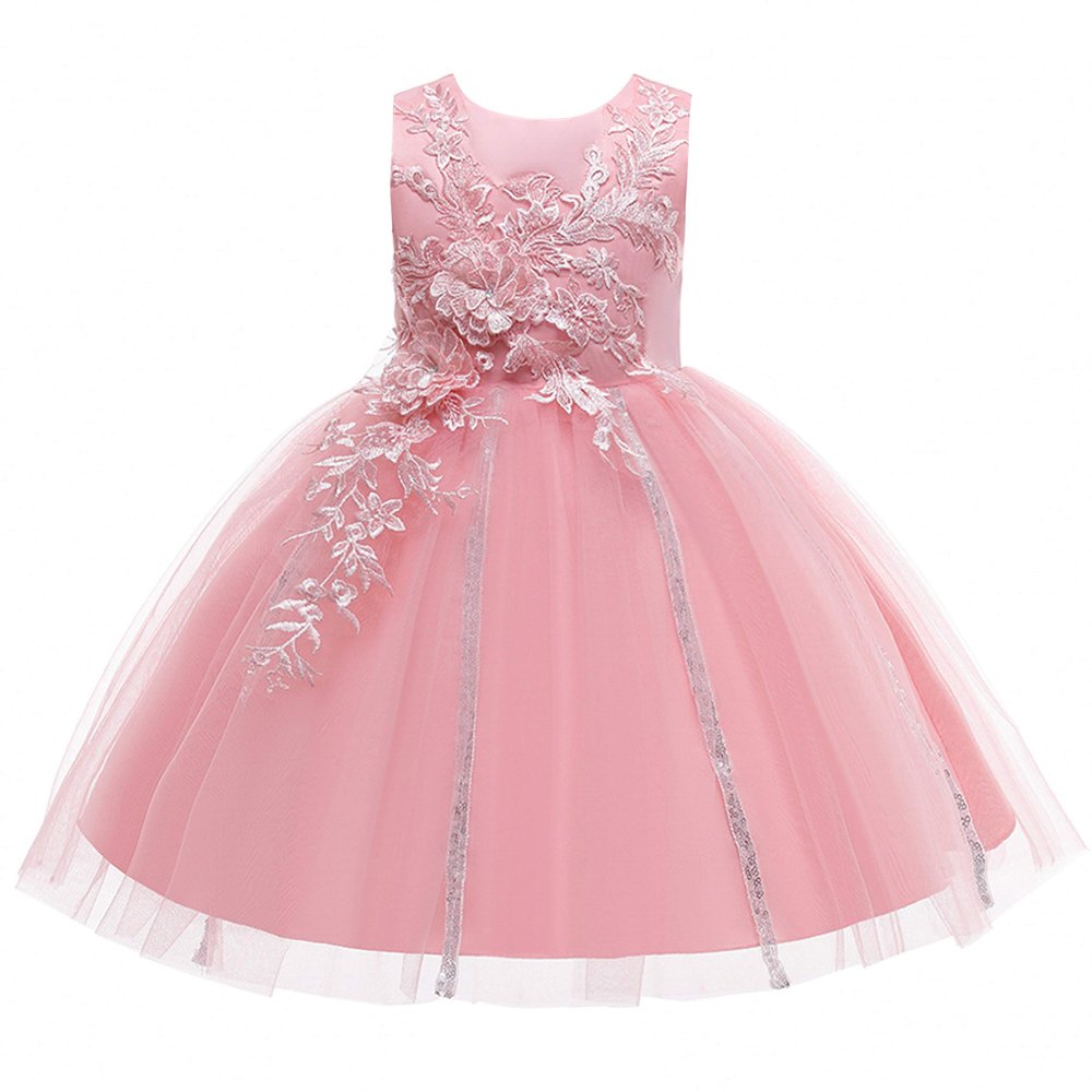 Weileenice Blush Pink Flower Girl Dress Embroidered Tulle Tutu Dresses Big Girls Lace Bridesmaid Wedding Party Ball Gown Kids Photo Shoot Formal Birthday Ceremony Graduation Pageant Gown 10-11